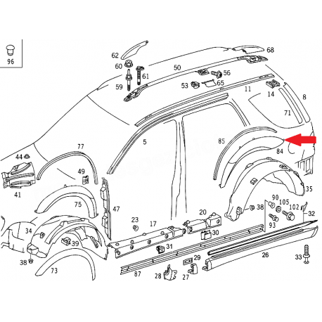 A1636903340 1636903340 MERCEDES W163 SOL ARKA TEKER DODİĞİ ORJİNAL