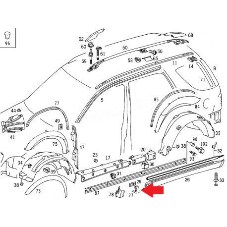 A1636980115 1636980115 W163 MARŞBİYEL YAN PARÇASI ORJİNAL