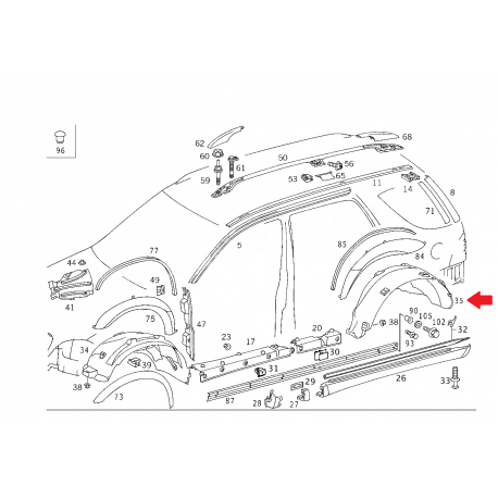 A1638840422 1638840422 MERCEDES W163 SOL ARKA DAVLUNBAZ ORJİNAL