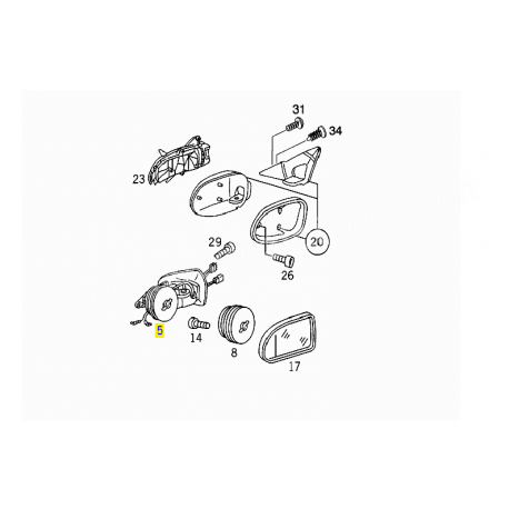 A2088101876 2088101876 MERCEDES W208 SAĞ AYNA MEKANİZMASI (KAPAKSIZ CAMSIZ) ORJİNAL