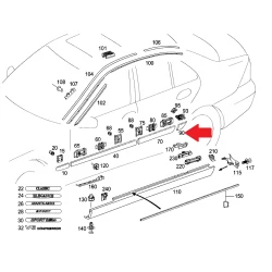 A2036905362 9197 2036905362 9197 MERCEDES W203 SOL ARKA ÇAMURLUK ÇITASI (NİKELAJI YOK) ORJİNAL