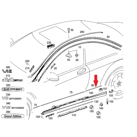 A2166903080 2166903080 MERCEDES W216 SAĞ ARKADA KALAN NİKELAJ ORJİNAL