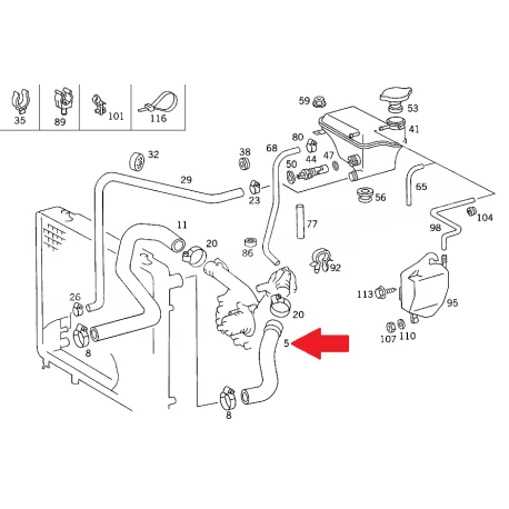 A1245019882 1245019882 MERCEDES W124 RADYATÖR ALT HORTUMU ORJİNAL