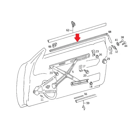 A1247200824 1247200824 MERCEDES W124 SAĞ ÖN KAPI CAM SIYIRICI FİTİLİ İÇ TARAF ORJİNAL