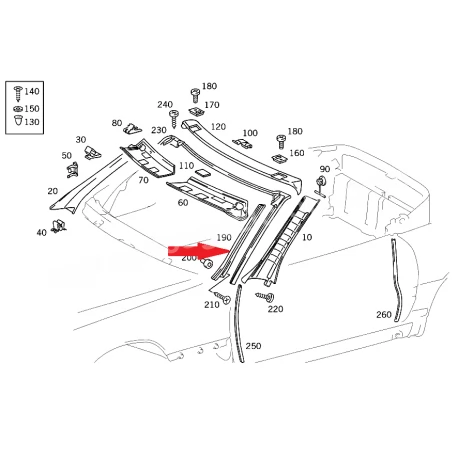 A1296900639 1296900639 MERCEDES W129 ÖN CAM SAĞ DİREK BAKALİTİ ORJİNAL