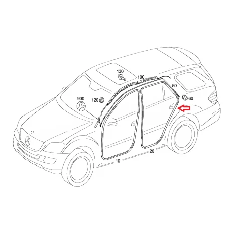 A1646904698 1646904698 MERCEDES W164 SAĞ ARKA KAPI YALITIMI ÜST TARAF ORJİNAL