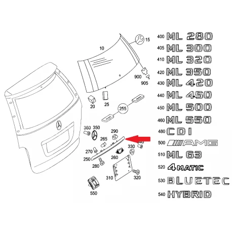 A1647401093 1647401093 MERCEDES M320 W164 ARKA BAGAJ TUTAMAĞI ORJİNAL