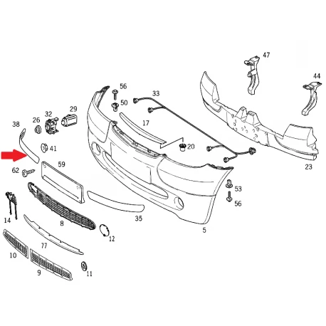 A1688800312 9999 1688800312 9999 MERCEDES A160 W168 SAĞ ÖN TAMPON ÇITASI ORJİNAL
