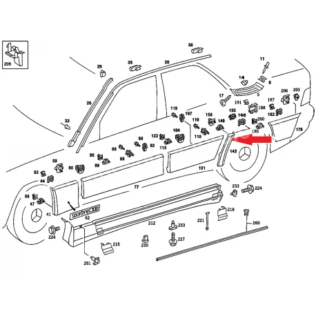 A2016905940 2016905940 MERCEDES W201 SOL ARKA ÇAMURLUĞUN ÖN ÇITASI ORJİNAL