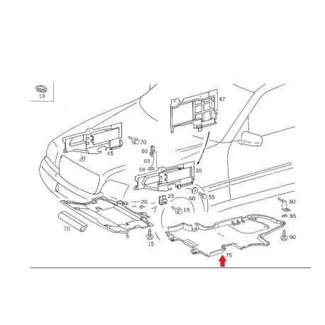 A2025204423 2025204423 MERCEDES W202 ARKA ALT MUHAFAZA PLASTİK ORJİNAL