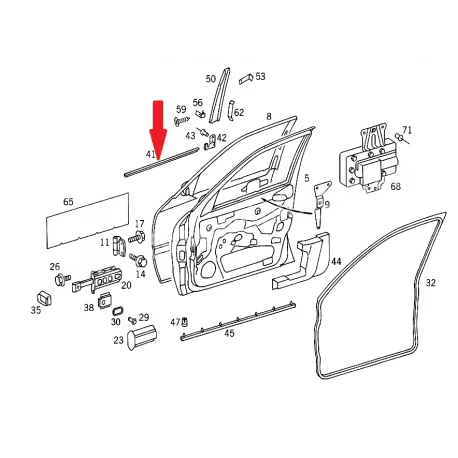 A2026901180 2026901180 MERCEDES W202 SOL ÖN KAPI CAM NİKELAJI DIŞARDAN ORJİNAL