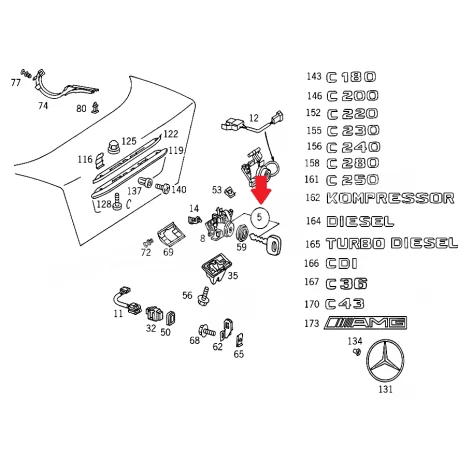 A2027500691 2027500691 MERCEDES W202 BAGAJ KİLİDİ ORJİNAL