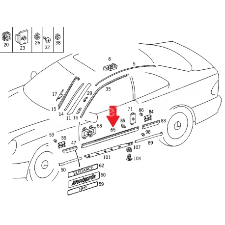 A2086900562 9744 A2086900562 5205 MERCEDES W208 SOL ÖN KAPI ÇITASI ORJİNAL
