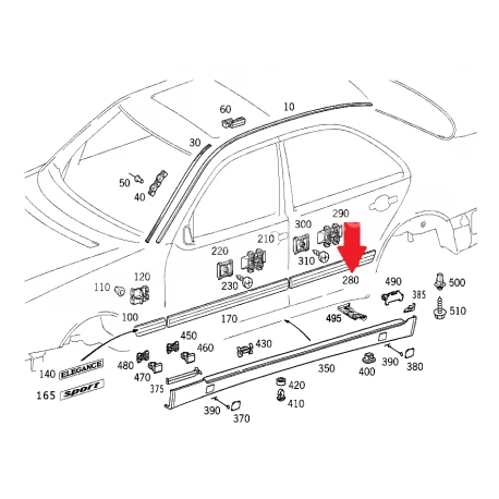 A2106900582 2106900582 MERCEDES W210 SOL ARKA KAPI ÇITASI ORJİNAL