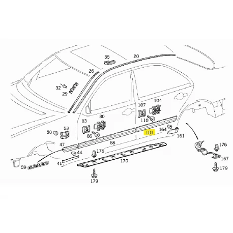 A2106901062 7700 2106901062 7700 MERCEDES W210 SAĞ ARKA KAPI ÇITASI ORJİNAL