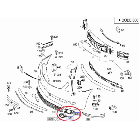 A2168850523 9775 2168850523 9775 MERCEDES CL CLASS W216 SOL SİS YUVASI VE ÜSTÜNDEKİ KAPAK ORJİNAL