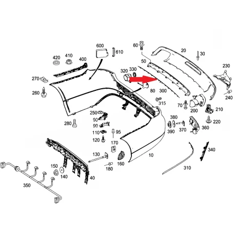 A2188850721 2188850721 MERCEDES W218 ARKA TAMPON ORTA NİKELAJI ORJİNAL